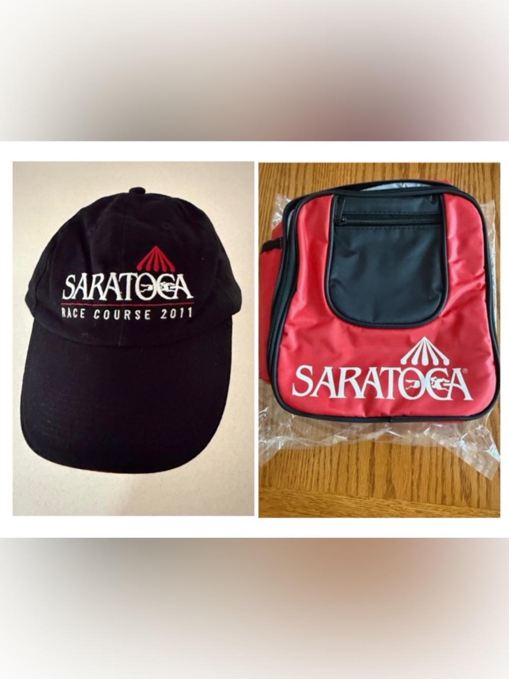 Vtg 2011 Saratoga Raceway Cap and Lunch Bag with bottle holder